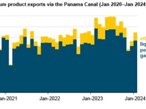 U.S. energy flows through Panama Canal rose slightly in January