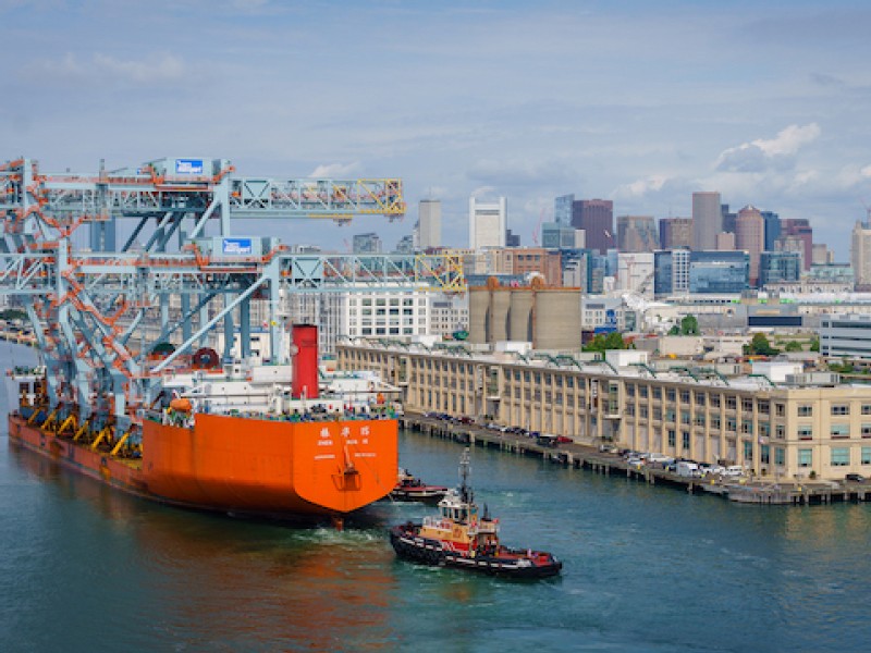 Three new ship-to-shore cranes arrive at the Port of Boston