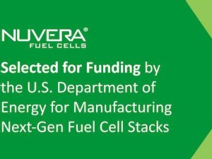Nuvera Fuel Cells selected for funding by the U.S. Department of Energy for manufacturing next-gen fuel cell stacks