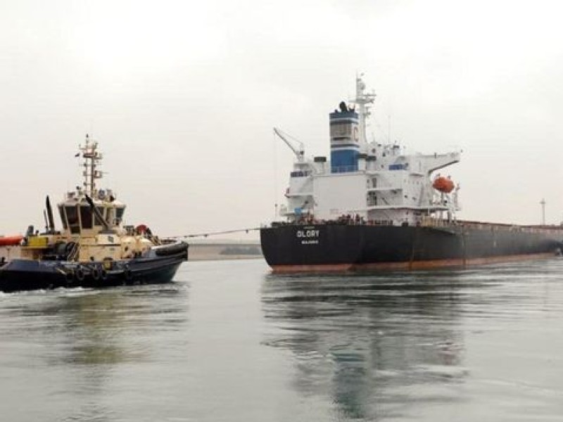 Commodity ship heads for inspection after Suez Canal mishap