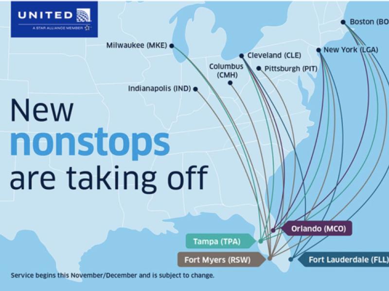 United adds Florida flights outside hubs in bet on getaway trips