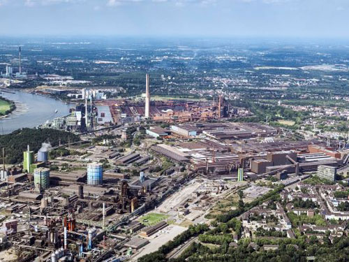 Aerial view Duisburg site, thyssenkrupp Steel Europe AG