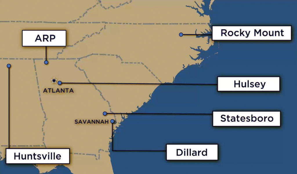 Six rail-served pop-up comtainer yards being deployed by the Georgia Ports Authority include 4 in Georgia and and one each in Alabama and North Carolina
