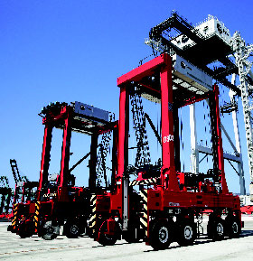 At the Port of Los Angeles, a $510 million expansion of the TraPac Container Terminal features addition of automated cranes.