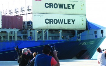 Crowley sailed in the first vessel, K Breeze, to the Port of Mariel loaded with approximately 50 containers of mainly frozen chicken.