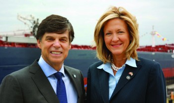 (L to R) Terence Bowles and Betty Sutton, heads of the Canadian and US Seaway agencies (Photo by Kevin Richard Hotte)