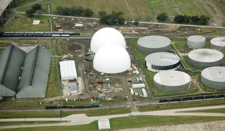 Two 120-foot-tall domes for storage of wood pellets are being developed by Baton Rouge Transit LLC at the Port of Greater Baton