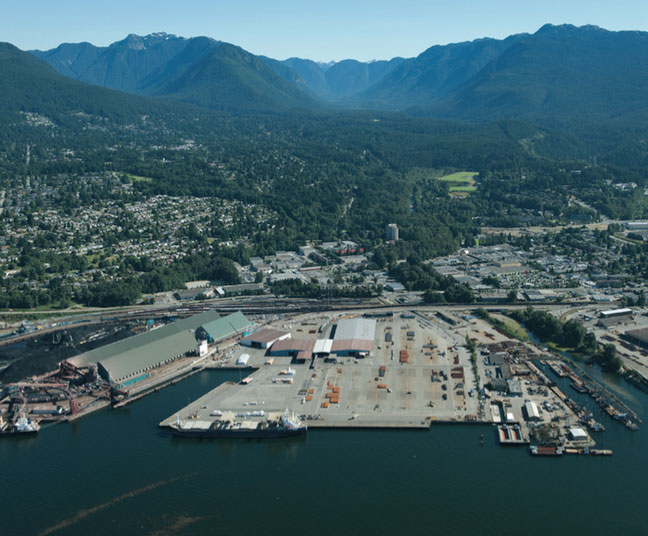 Aerial view of Lynnterm Terminal at Port Metro Vancouver