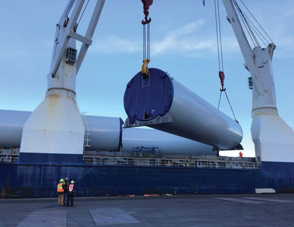 Block Island turbine parts arrive at Port of Providence, RI