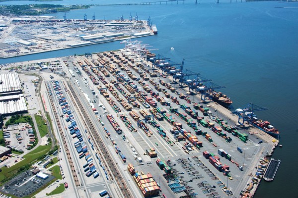 The Port of Baltimore’s Seagirt Marine Terminal offers 50-foot-deep berths along a deep channel.