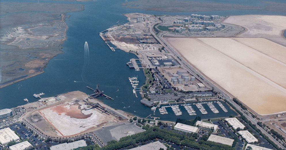 Aerial view of the Port of Redwood City, CA