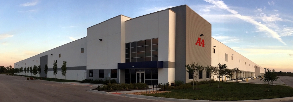 Athletic apparel manufacturer A4’s 175,000-square-foot Kansas City warehouse is the Southern California-based company’s largest such facility.