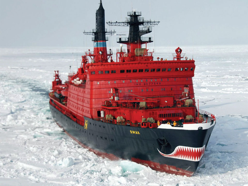 The ice breaker, Yamal, in the Arctic Sea.