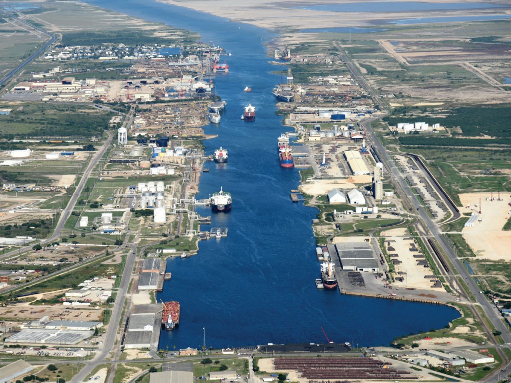 Aerial view of the Port of Brownville’s ship channel