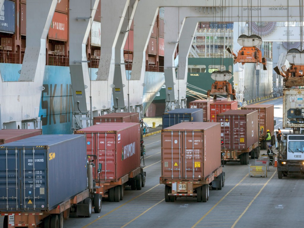 Containers move swiftly through Garden City Terminal, the largest single-operator terminal in North America.