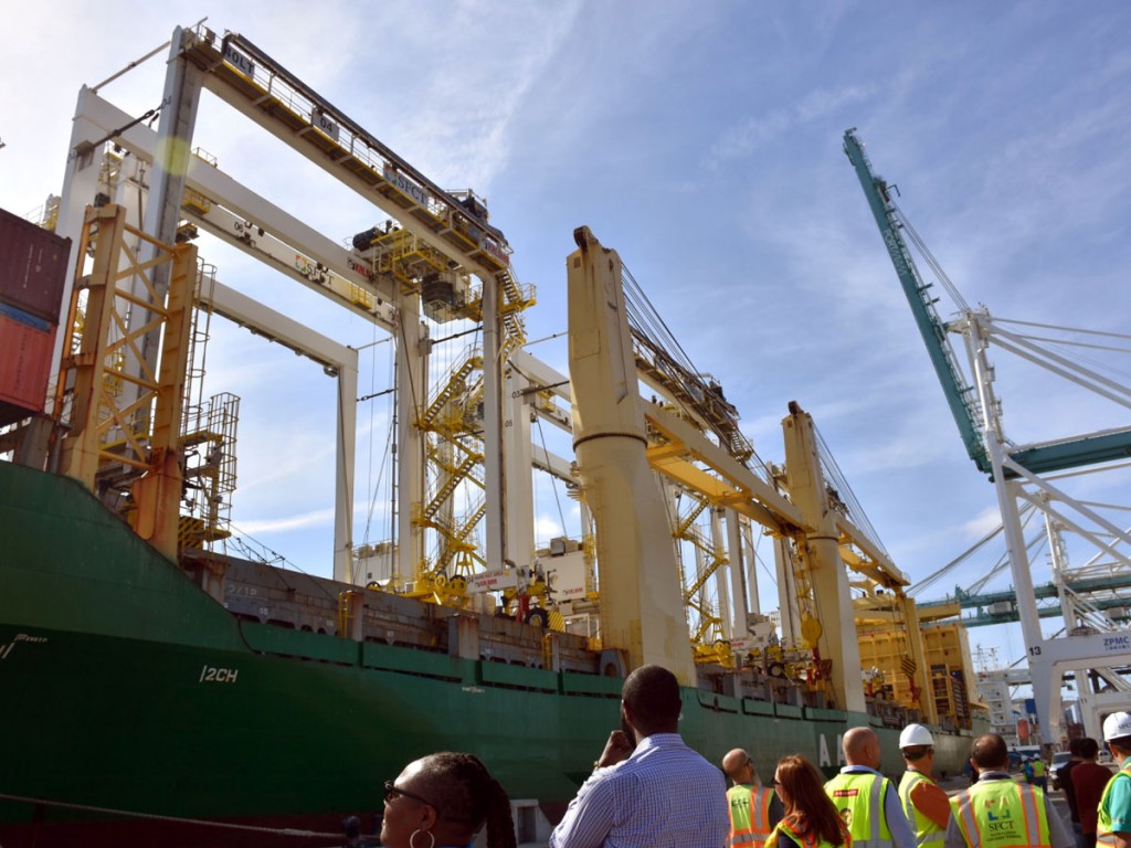 Arriving at PortMiami, are a half-dozen new electrified rubber-tired gantries, to enter operation in March at the South Florida Container Terminal.