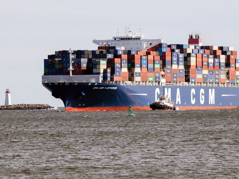 Port of Halifax for shot showing call of CMA CGM T. Jefferson, biggest ship to call at the Port of Halifax (photo credit: Steve Farmer)