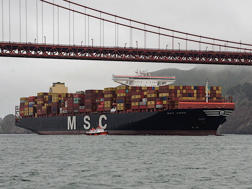The 19,200 TEU MSC Anna coming into the Port of Oakland shows it can handle the largest mega container ships.