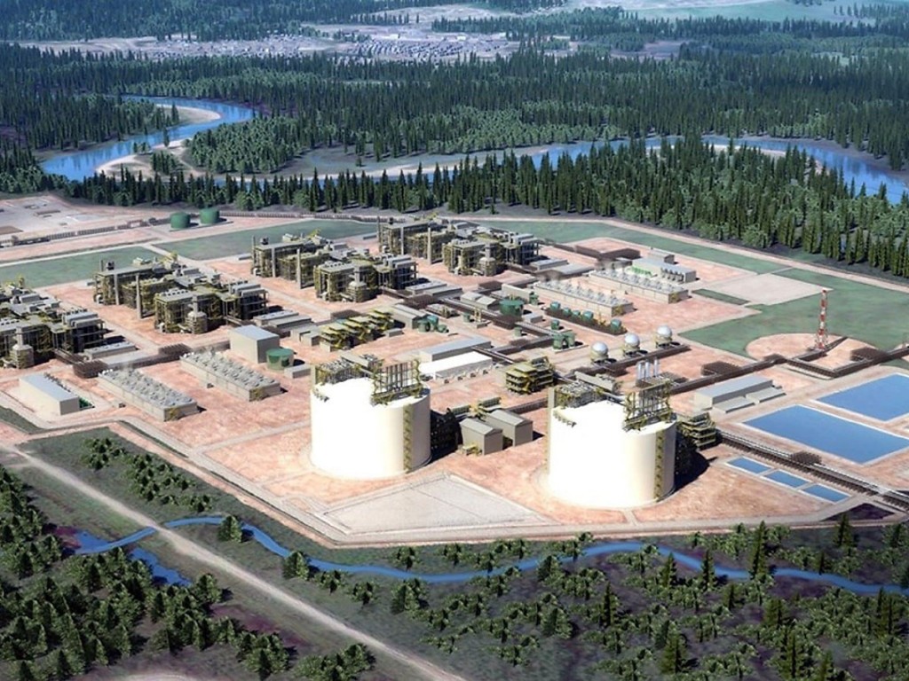 Artist rendering of giant LNG Canada complex at full build-out.