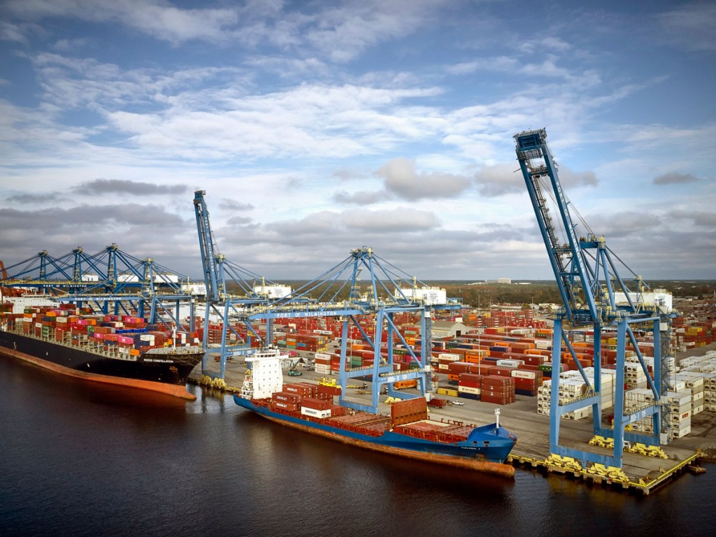 With completion of 2,600 contiguous feet of berth space, NC Ports’ Port of Wilmington can simultaneously handle calls by two ultralarge container vessels.