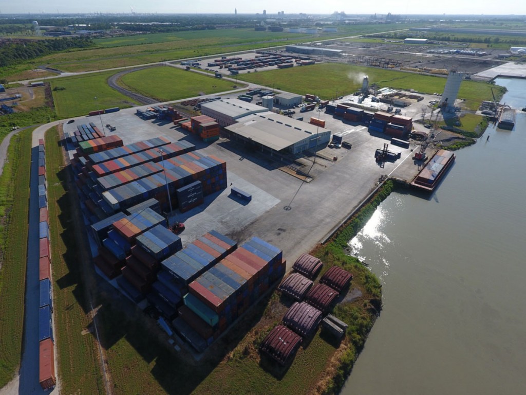The expanded container yard at the Port of Greater Baton Rouge’s Inland Rivers Marine Terminal supports Seacor AMH container-on-barge operations.