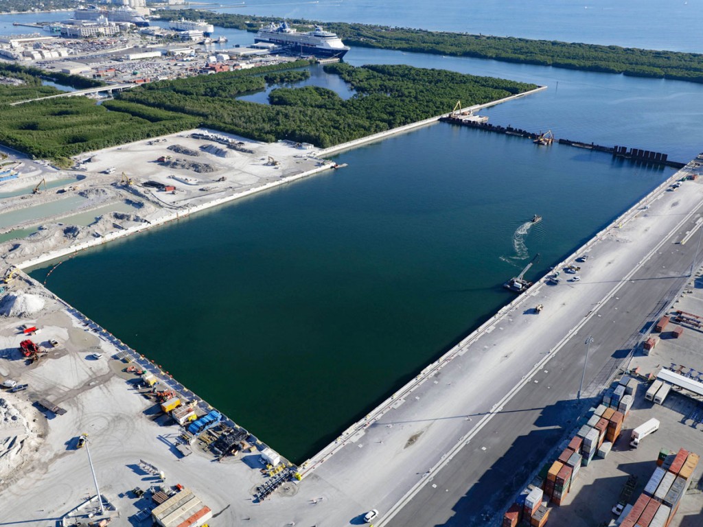 At Broward County’s Port Everglades, the $471 million Southport container terminal expansion project is advancing toward projected late 2023 completion. 