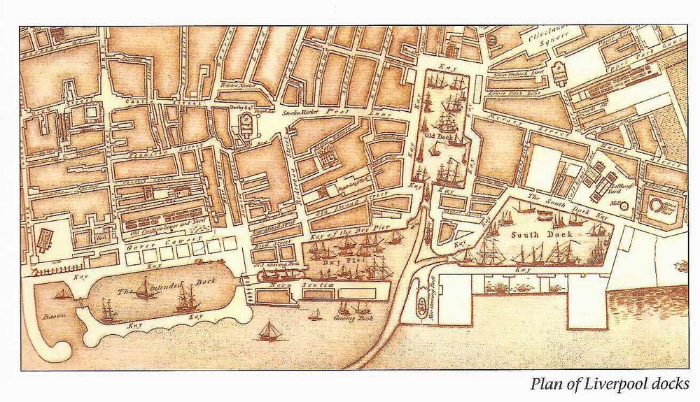 A plan of Liverpool docks in the 1700s