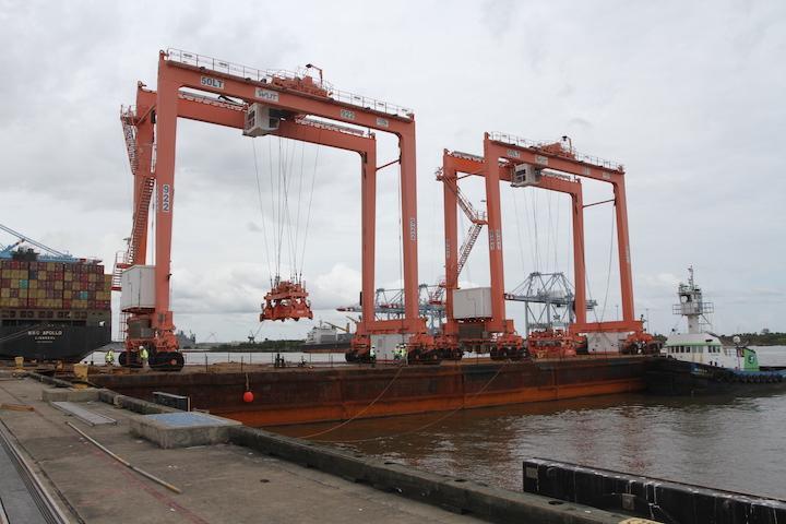 APM Terminals Mobile took delivery August 26, 2021 of two rubber tire gantry cranes to support growth at the port’s intermodal container transfer facility.