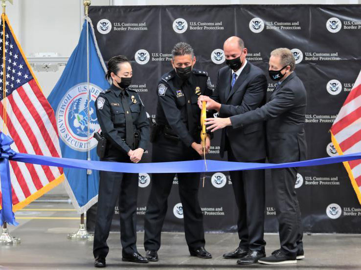 From left to right: Cheryl Davies CBP Port Director LAX, Carlos C. Martel CBP Director of Field Operations in Los Angeles, Tony Gregory CEO of Custom Specialized Services and Justin Erbacci CEO for Los Angeles World Airports.
