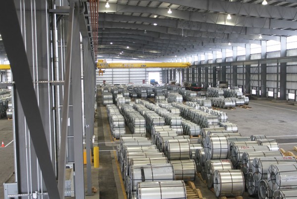 Steel coils are staged for transport at Alabama Steel Terminals LLC’s new facility at the Alabama State Port Authority’s Port of Mobile.