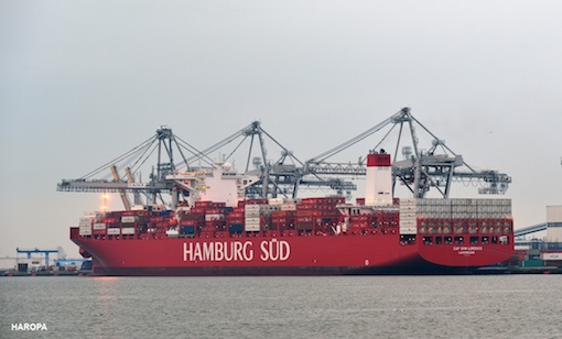 Hamburg Sud's Cap San Lorenzo docked at HAROPA, Le Harve