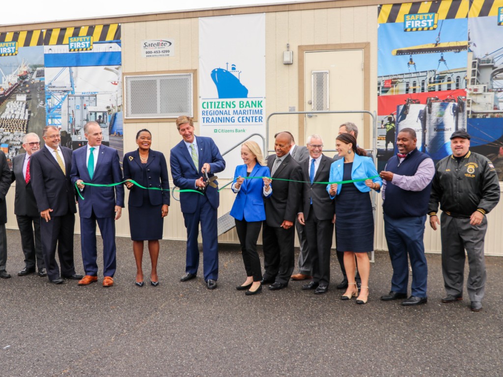  Local leaders, including Mayor Jim Kenney (far left) came together for a ribbon-cutting ceremony to celebrate the official opening of the Citizens Bank Regional Maritime Training Center.