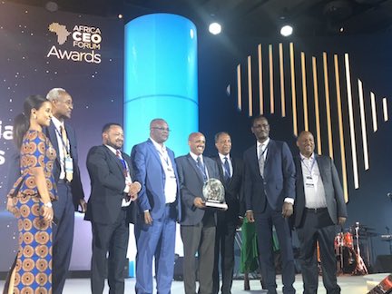 Group CEO Mr. Tewolde GebreMariam while receiving the Award