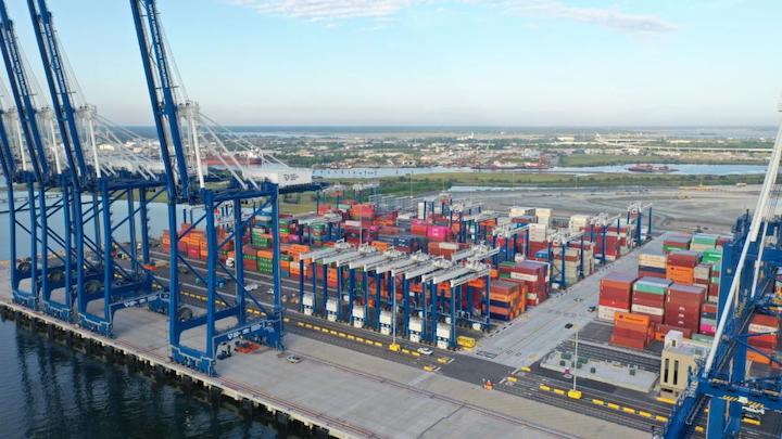 SC Ports Hugh K. Leatherman Terminal adds an additional berth to the East Coast port market during a time of booming retail imports and unprecedented demand. (Photo/SCPA/Walter Lagarenne)
