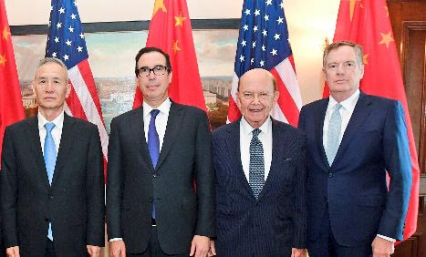Chinese Vice Premier Liu He, Treasury Secretary Steven Mnuchin, Commerce Secretary Wibur Ross, US Trade Rep Robert Lighthizer