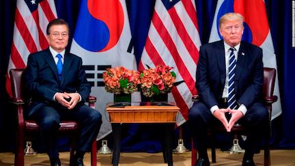 Moon Jae-in and President Donald Trump