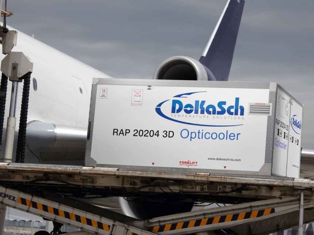 Opticooler container on airport apron