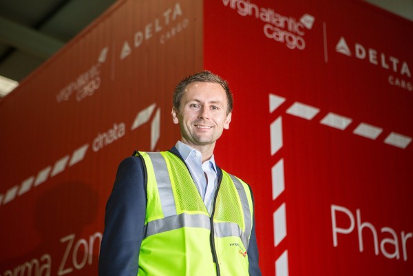 Dominic Kennedy, Managing Director of Virgin Atlantic Cargo at the airline's Pharma Zone