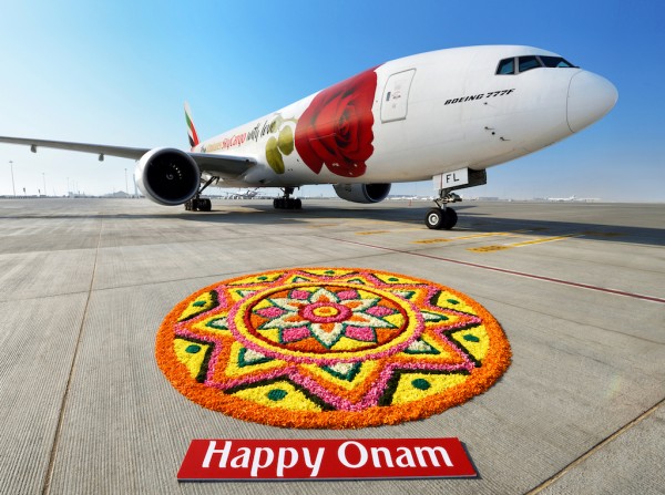 Emirates SkyCargo's Rosie marks the Indian festival of Onam with a colourful tradition 'Pookalam'
