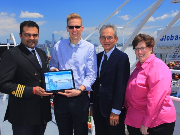 From Left to Right: Captain Ranish Shenoy, Master M/V One Stork; Alex Heil, Chief Economist, Port Authority of New York New Jersey; Nobuo Ishida, President, Head of North America Region; Beth Rooney, Assistant Director, Port Department, Port Authority of New York and New Jersey.