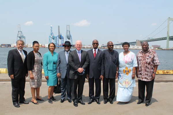 Pictured (left to right): Sander Daniel, Global Marketing, Holt Logistics Corp; The Honorable Thulisile Mathula Nkosi, Consul General, Republic of South Africa; Florizelle B. Liser, Assistant U.S. Trade Representative for Africa; His Excellency Joseph Henry Smith, Ambassador, The Republic of Ghana; Leo A. Holt, president, Holt Logistics Corp; His Excellency Daouda Diabate, Ambassador, The Republic of Cote d’Ivoire; His Excellency Limbiye E. Kadangha Bariki, Ambassador, The Republic of Togo; Her Excellency Lily Munanka, Ambassador, Republic of Tanzania; and His Excellency Api Assoumatine, Togolese Ambassador to Ghana.