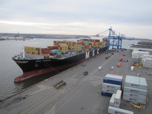 The MSC JUDITH at the Packer Avenue Marine Terminal on Sunday, November 16. Photo: by PRPA’s Dominic O’Brien.