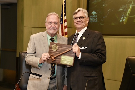 Incoming Chairman Charles H. Ponstein (left) presenting award recognition to outgoing Chairman William H. Langenstein III.