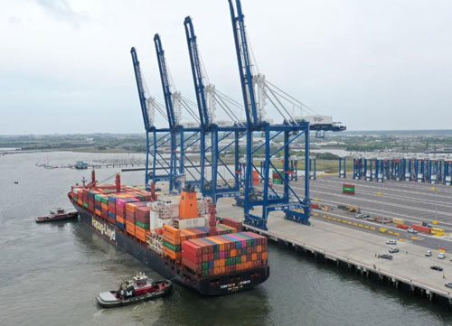 SC Ports had a historic day as it welcomed the first vessel, the Yorktown Express, to the Hugh K. Leatherman Terminal in North Charleston, S.C. (Photo/SC Ports/Walter Lagarenne)