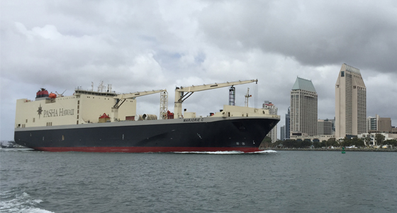 Pasha's M/V Marjorie C on maiden voyage from San Diego to Hawaii