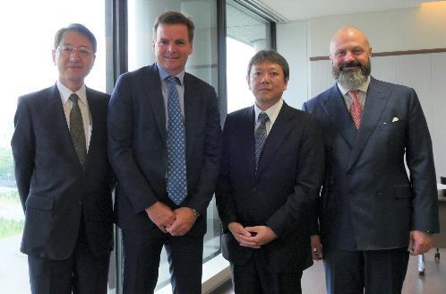 From left: MOL Executive Officer Hiroyuki Nakano, Akastor CEO Karl Erik Kjelstad, General Manager of Third Projects Development Division, Infrastructure Projects Business Unit, Mitsui & Co., Ltd. Koichi Wakana and AKOFS Chairman Paal E. Johnsen 