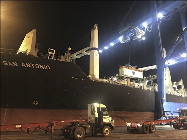 Discharging 40’ refrigerated containers of Chilean fruit from m/v San Antonio 2/18/19 Port of Wilmington, Delaware.