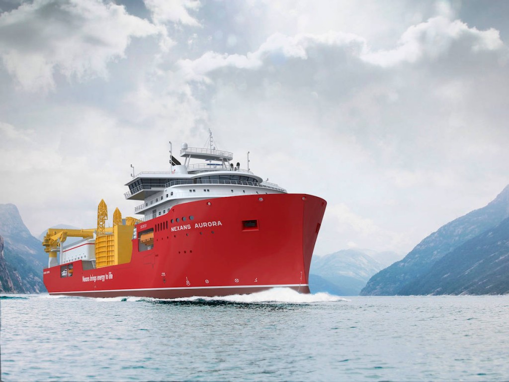 Artist’s impression of Nexans Norway’s cable-laying vessel C/S Aurora currently under construction at Norwegian yard Ulstein Verft. GIEK is also helping to finance the vessel. 