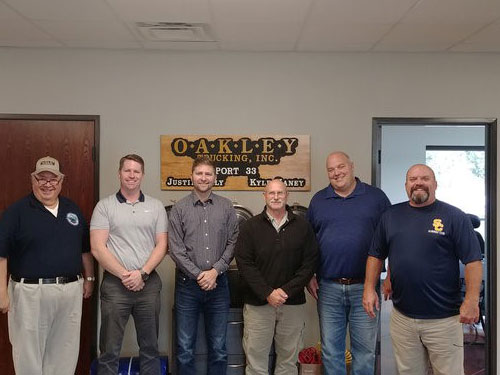 L to R: Lee Coe, IMPE-Terminal Manager, Josh Taylor, IMPE-Terminal Manager, Oakley Ports, Thaddaeus Babb, IMPE-Waterways Program Manager, Oklahoma Department of Transportation, Eric Gilmore, IMPE-Marketing Director, Red River Waterway Commission, Leif Lacey, IMPE-Sales Representative, Parker Towing
