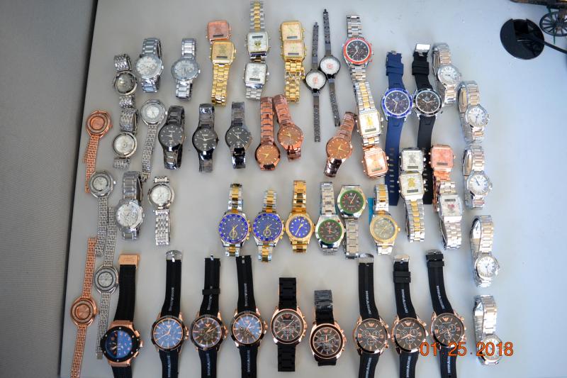 Philadelphia CBP officers seized these 54 counterfeit designer brand watches February 27, 2018.